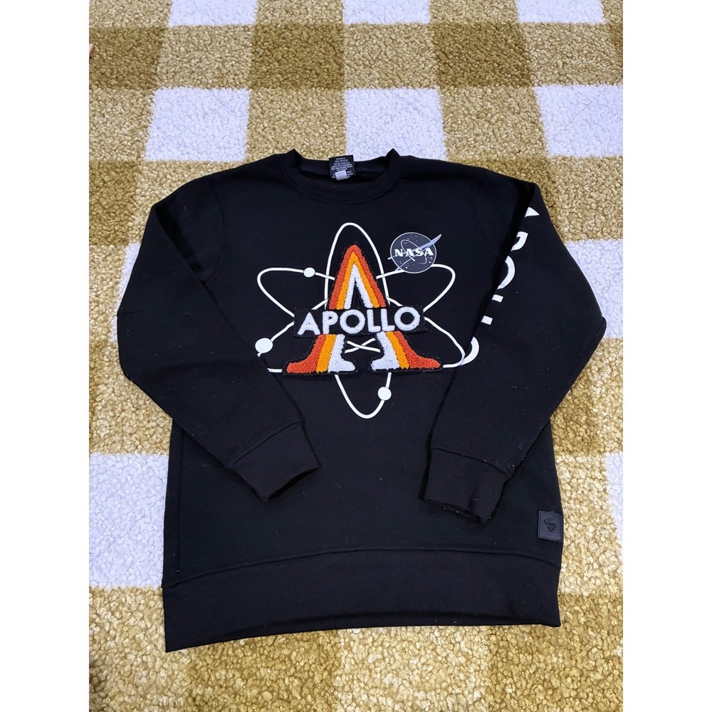 Southpole NASA Apollo Sweatshirt Boys Large 14-16 Black Chenille Patch Crewneck